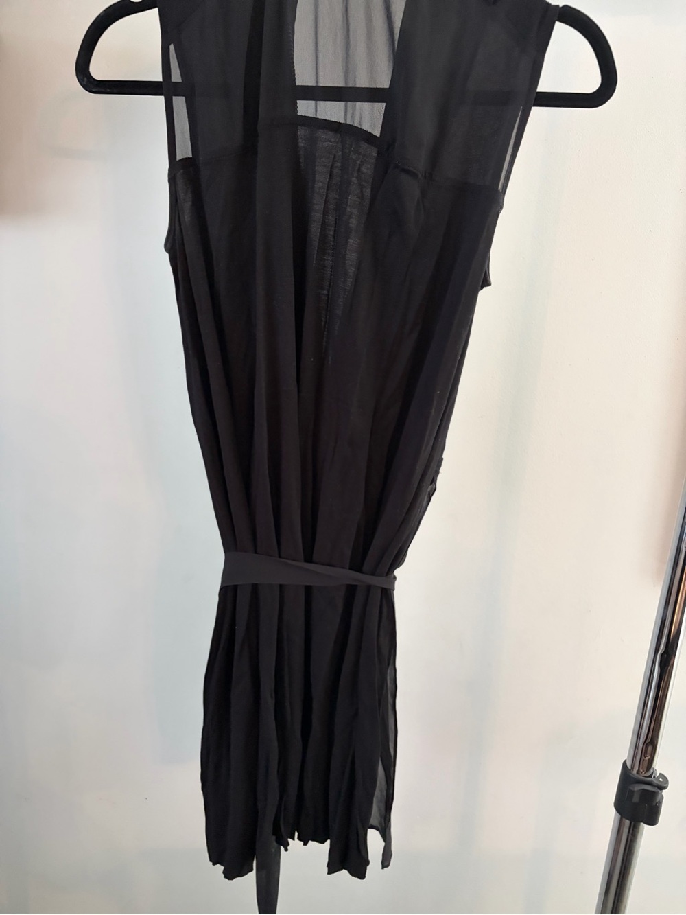 Allsaints Lewis Li Zipper Black Silk Dress with tie waist and full zip Size 4 - Picture 6 of 8